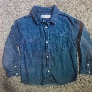 Kids Blue Denim Button Down Shirt